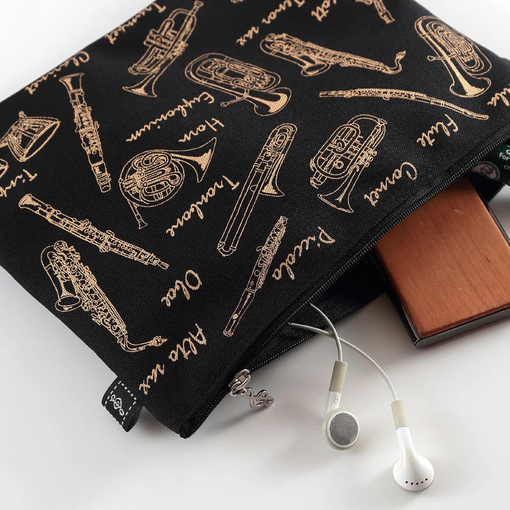 Pochette personnalisée | Motifs de clé de sol, fanfare et clavier | Fabriquée au Japon
