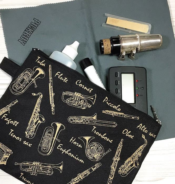 Pochette personnalisée | Motifs de clé de sol, fanfare et clavier | Fabriquée au Japon
