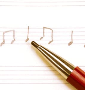 Knock-Bleistift für Musiktranskription | Farbe: Schwarz/Rot (Minenfarbe: Schwarz)