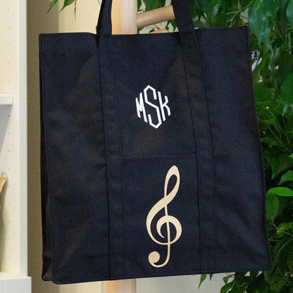 【名入れ加工】 マイイニシャルレッスンバッグ 鍵盤/ト音記号 ※お好きなイニシャルを刺繍