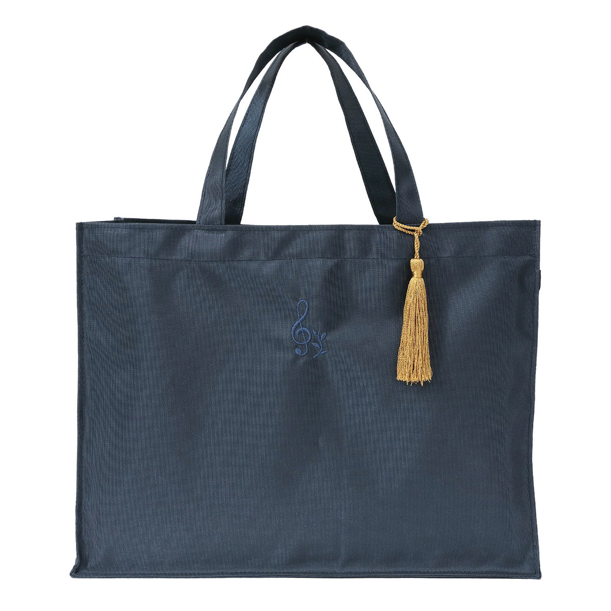 Sub-bag for entrance exams from Setagaya, navy | A4 size, made in Japan, treble clef embroidery, tassel included