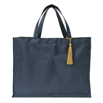 Sub-bag for entrance exams from Setagaya, navy | A4 size, made in Japan, treble clef embroidery, tassel included