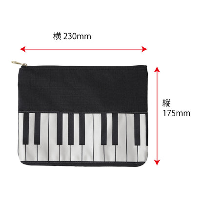 フラットポーチ 鍵盤 織リボン