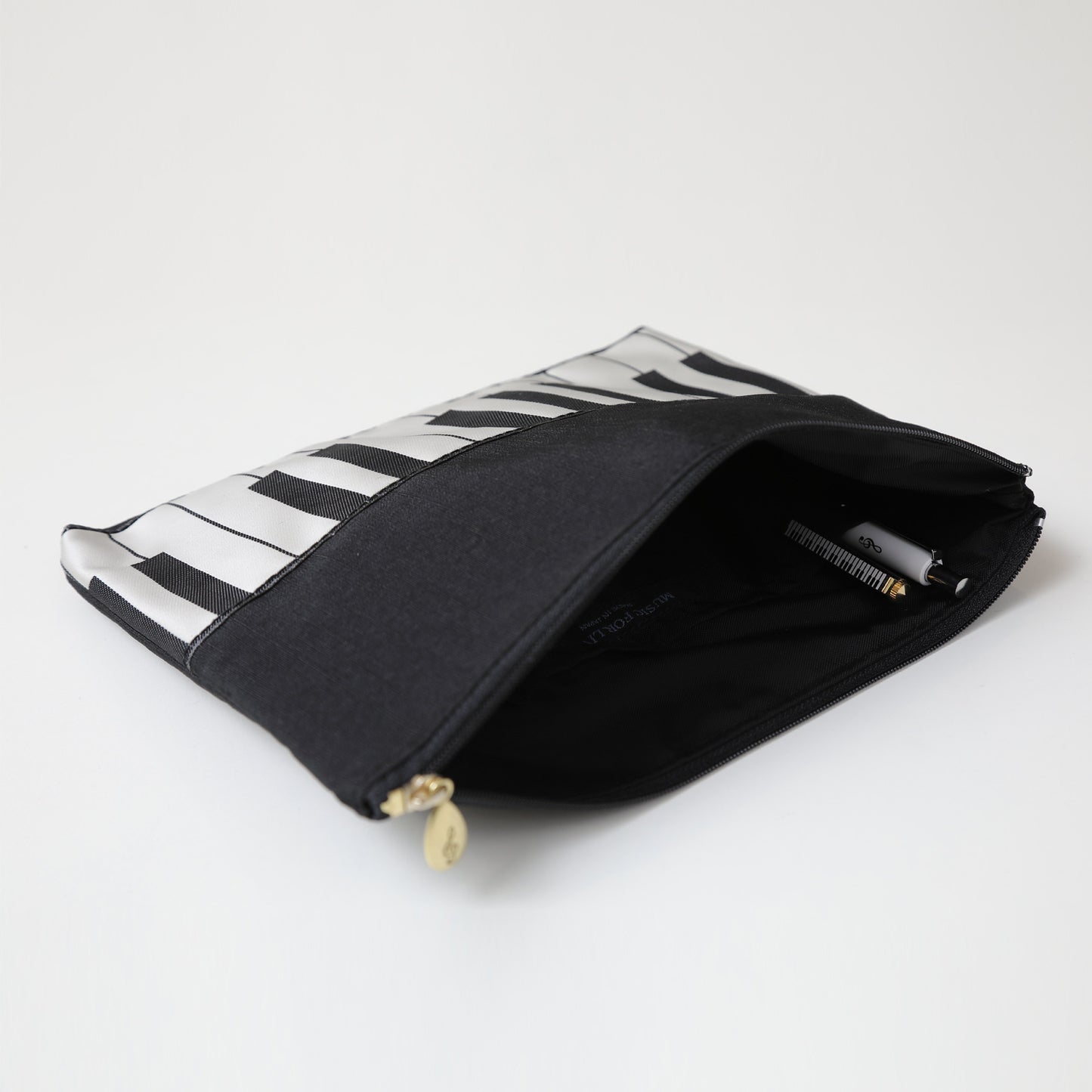 フラットポーチ 鍵盤 織リボン