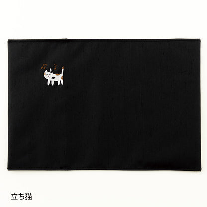 繻子（しゅす）織りブックカバー　［鍵盤/飛び猫/立ち猫/ト音記号/ヘ音記号］