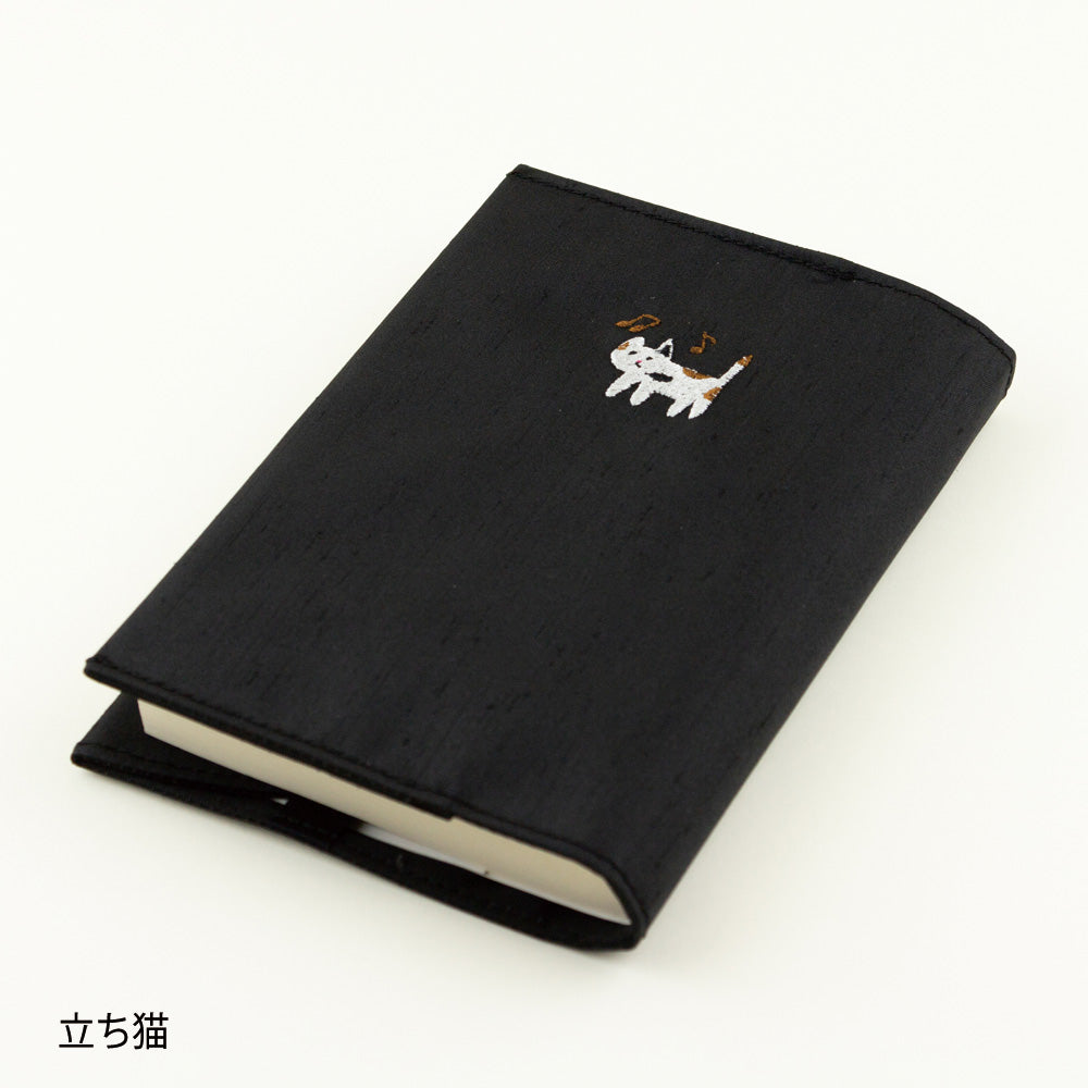 繻子（しゅす）織りブックカバー　［鍵盤/飛び猫/立ち猫/ト音記号/ヘ音記号］