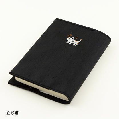 繻子（しゅす）織りブックカバー　［鍵盤/飛び猫/立ち猫/ト音記号/ヘ音記号］