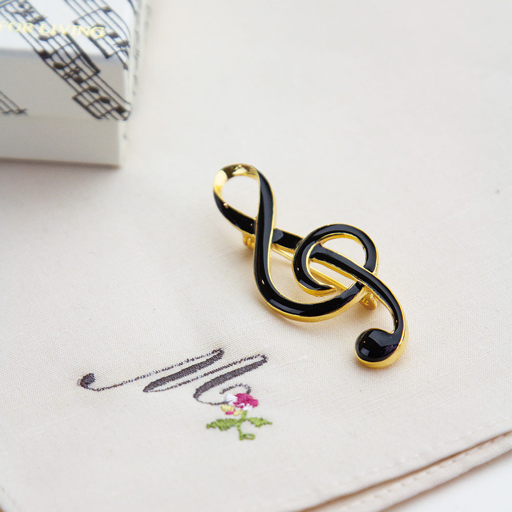 エナメルブローチ ト音記号 ［ブラック/ホワイト］