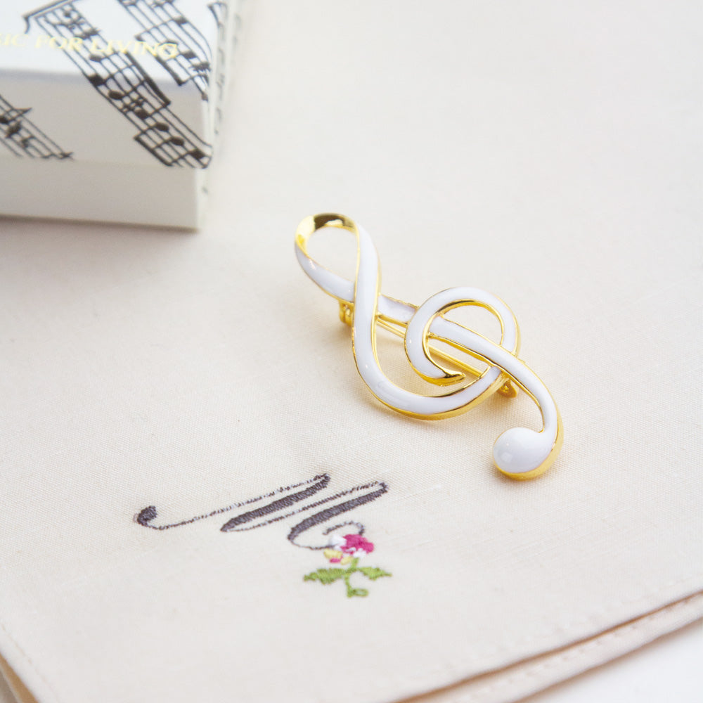 エナメルブローチ ト音記号 ［ブラック/ホワイト］