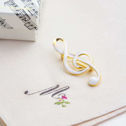 エナメルブローチ ト音記号 ［ブラック/ホワイト］