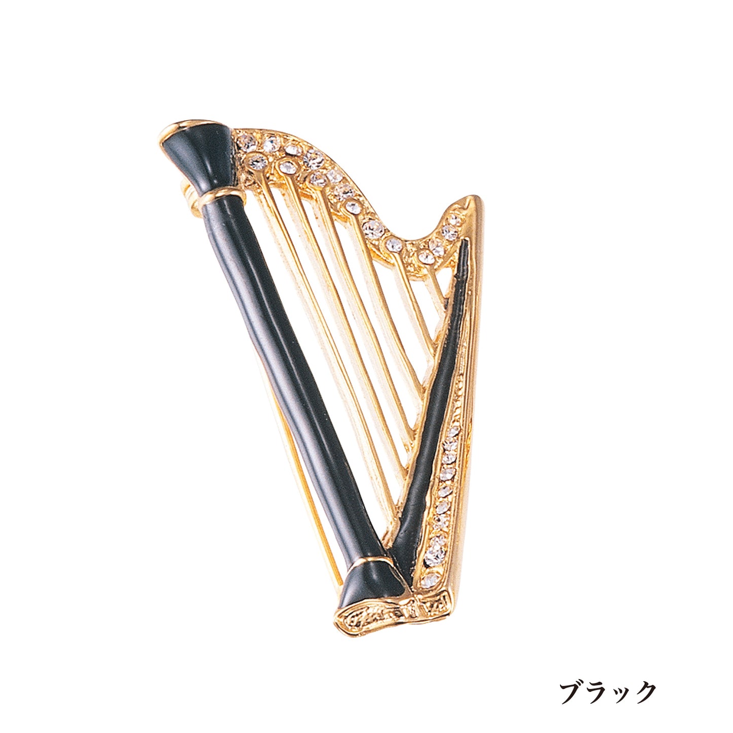 エナメルブローチ ハープ　［ブラック/ホワイト］