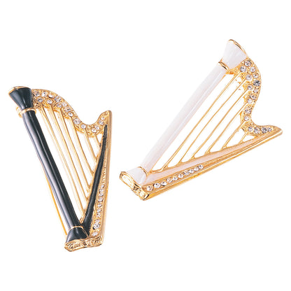 エナメルブローチ ハープ　［ブラック/ホワイト］