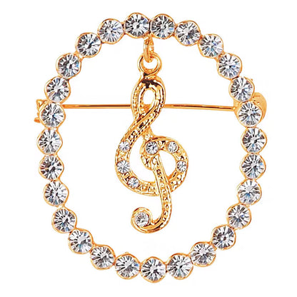 クリスタルスイングブローチ ト音記号［ホワイト］