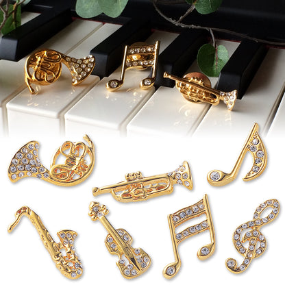 宝石迷你胸针 [高音谱号/八分音符/十六分音符/小提琴/小号/萨克斯管/圆号]