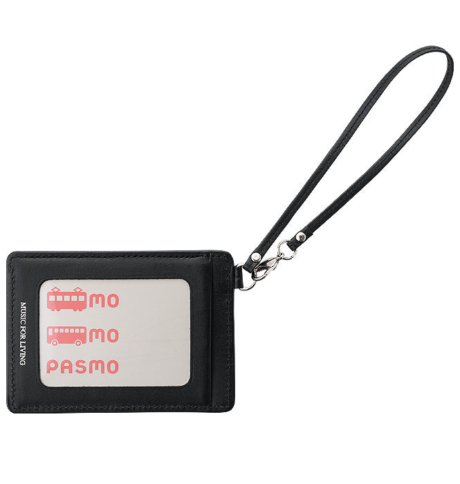 Estuche para tarjetas, negro/rosa [MUSIC for LIVING LEATHER]